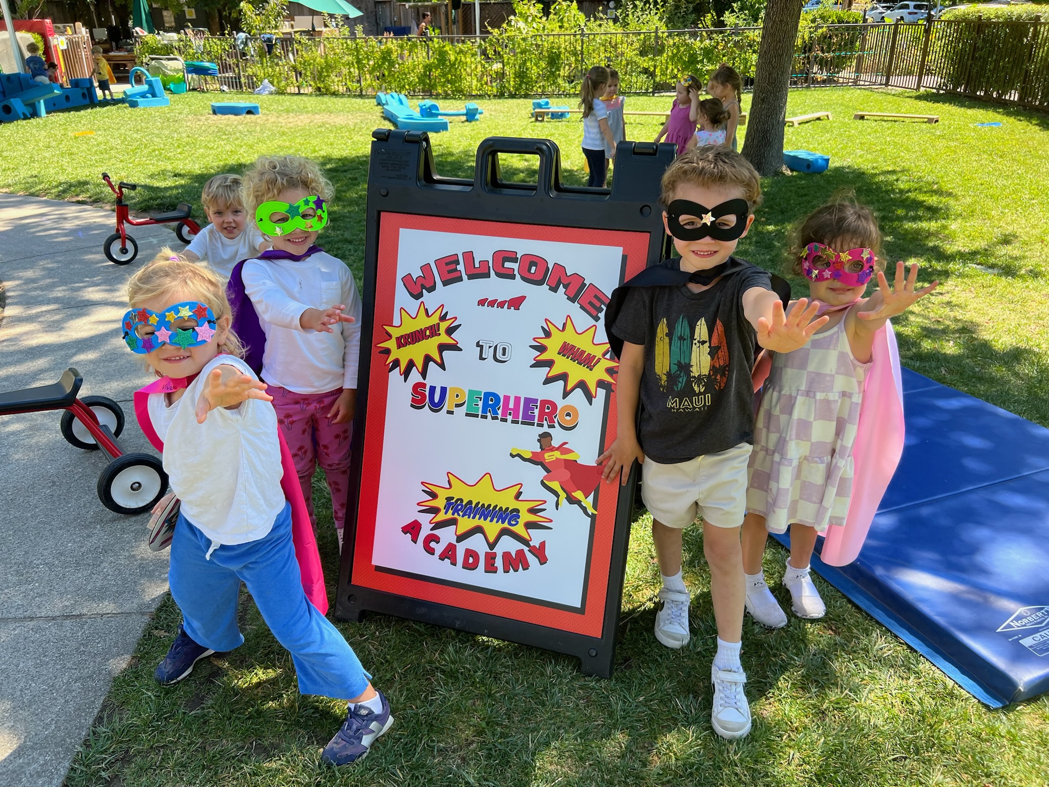 Kids in superhero costumes at Superhero Training Academy